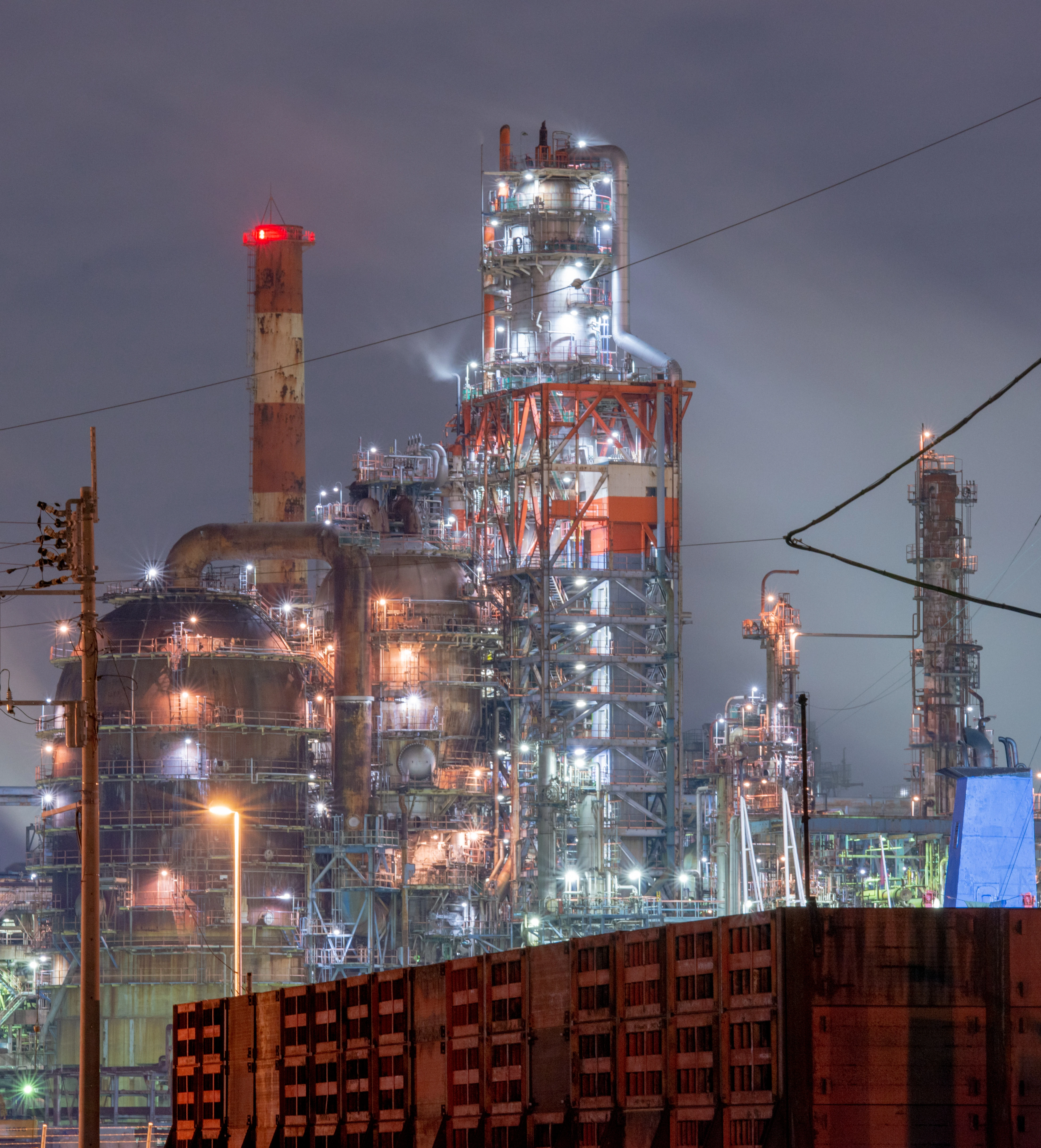 Petrochemical Refinery at Night