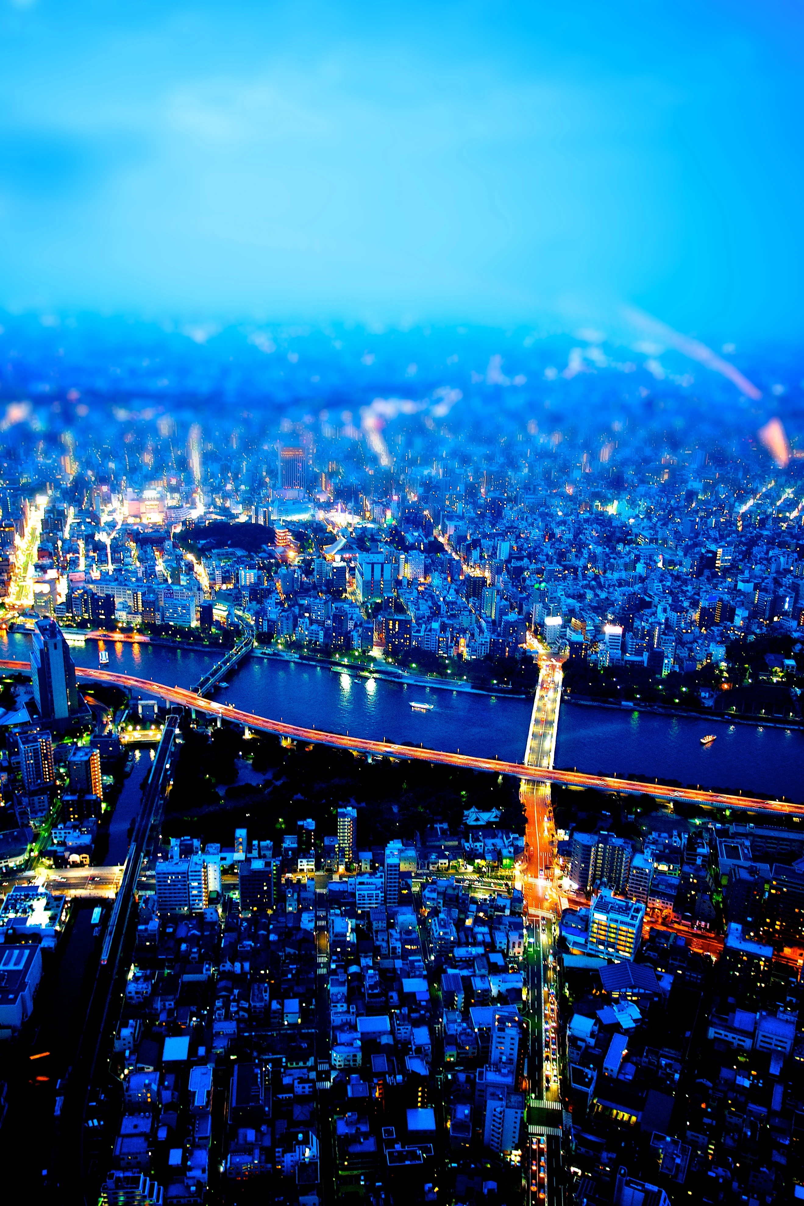 Tokyo Night View from Skytree with Tilt-Shift Effect
