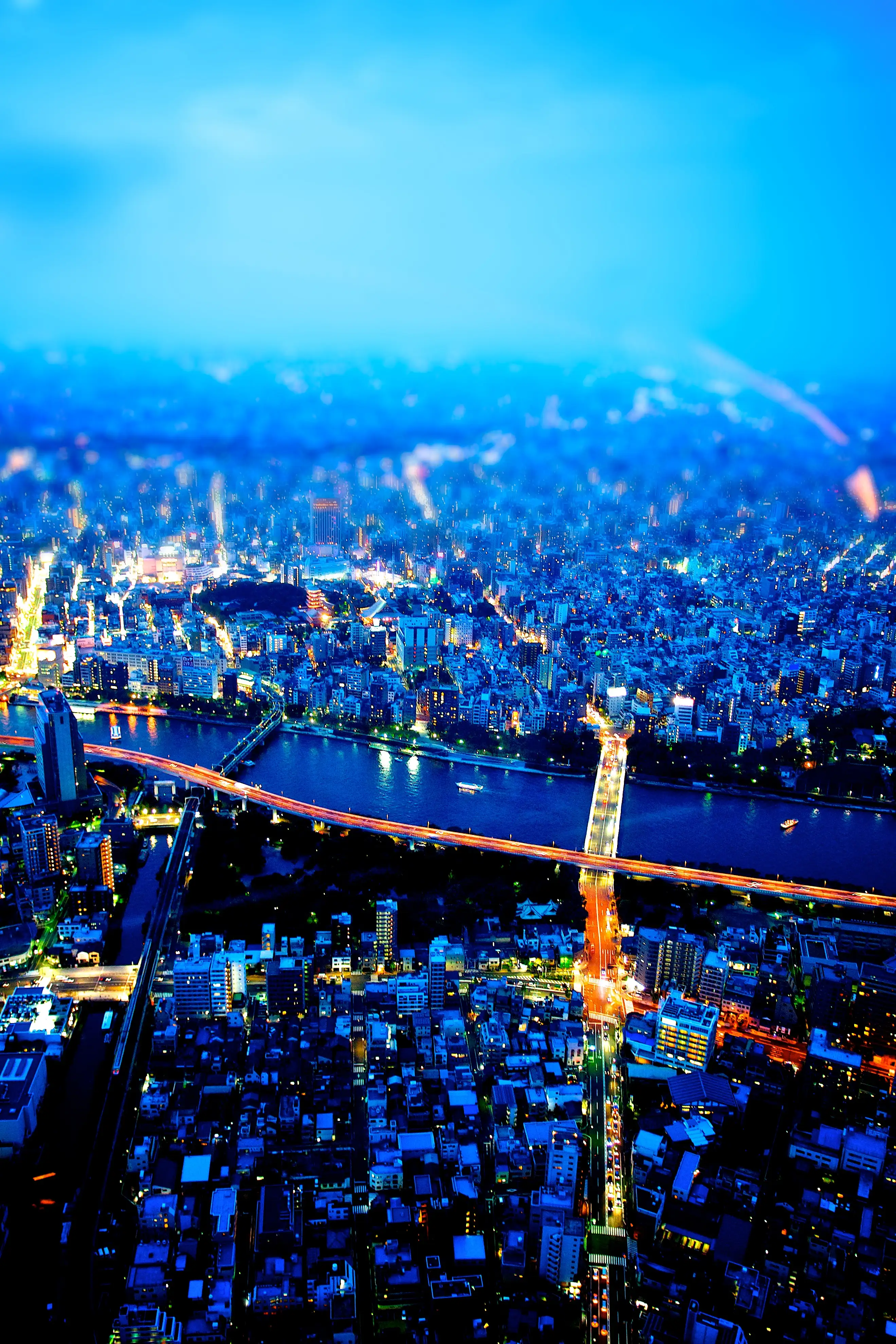 Tokyo Night View from Skytree with Tilt-Shift Effect